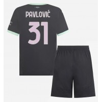 Dres AC Milan Strahinja Pavlovic #31 Tretina pre deti 2024-25 Krátky Rukáv (+ trenírky)